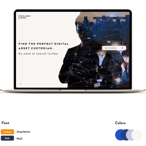 Accounting website with the title 'Clean and stylish design for digital assets custody website'
