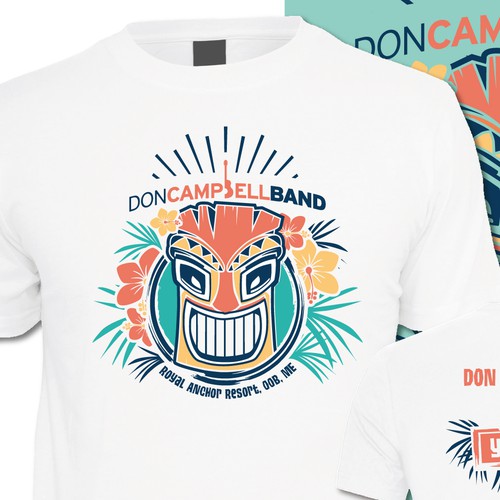 Band t-shirt with the title 'Fun tropical design for a tiki bar concert'