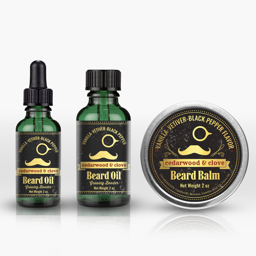 Cream design with the title 'Beard Oil and Balm, labels design'