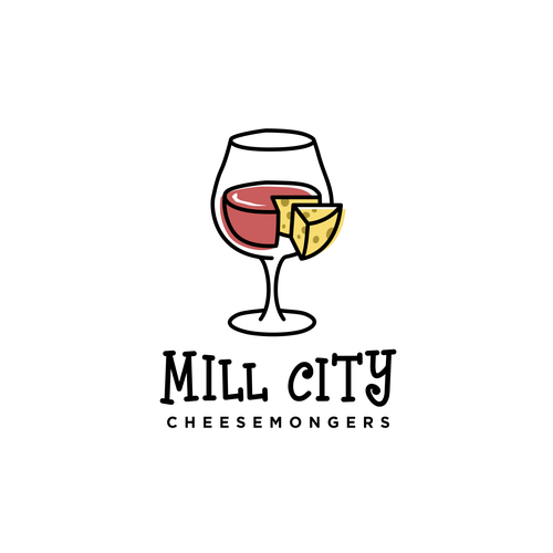 Wine glass design with the title 'Wine and cheese logo'