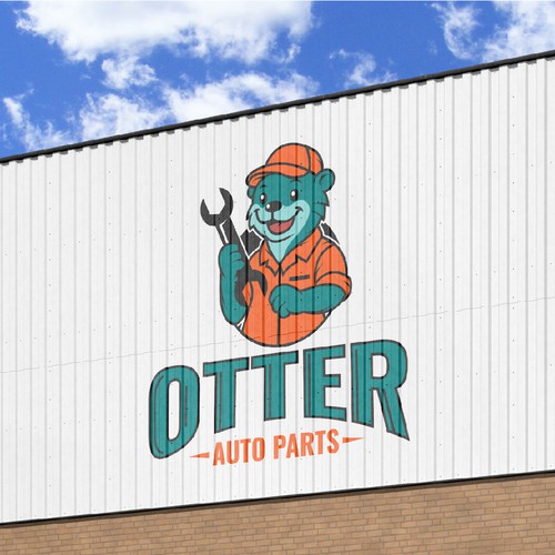 Otter design with the title 'Attention Grabbing Mascot Logo For Auto Parts Ecom Store'