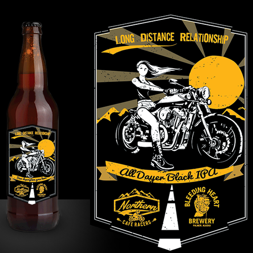 Alternative design with the title 'Beer label design: Northern Cafe Racers partners with Bleeding Heart Brewery'