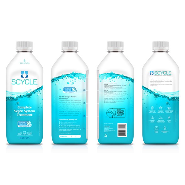 Liquid packaging with the title 'Liquid Septic Treatment Label Design'