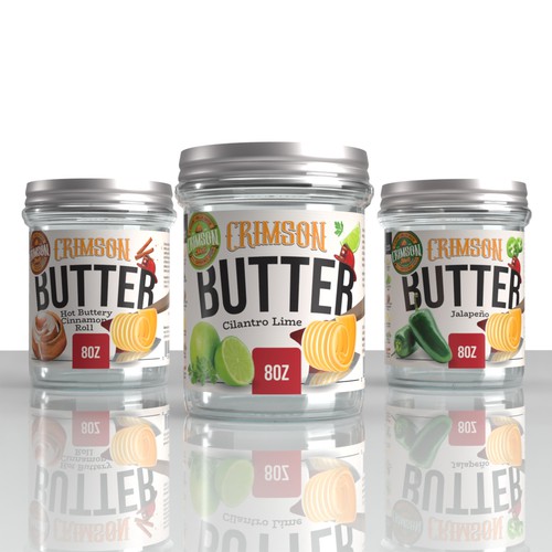 Jar label with the title 'Crimson Butter Labels'
