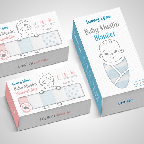 Clear packaging with the title 'Baby package design'