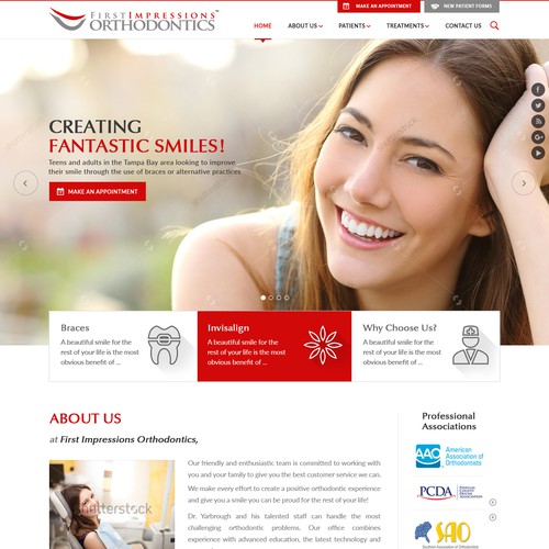Dental website with the title 'Homepage Redesign for Orthodontics Website'