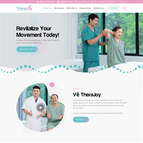 Wellness website with the title 'Website redesign for physical therapy service in Vietnam'