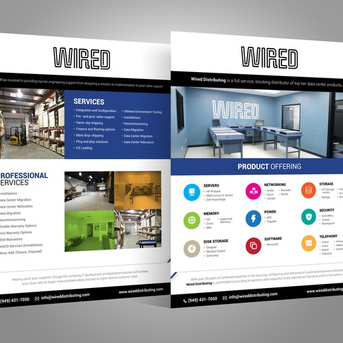 Handout design with the title 'Create a Line Card brochure for Wired Distributing'