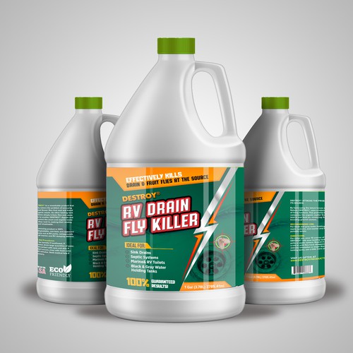 Spray design with the title 'Disinfectant label'