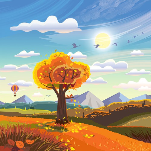 Autumn illustration with the title 'Nature Illustrations for a Health Journal'