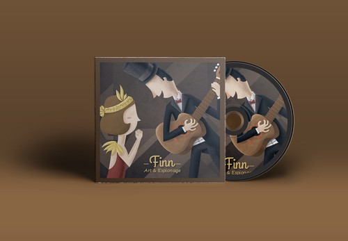 CD design with the title 'Create an album cover for Finn's new album - "Art&Espionage" (Preview @ www.artandespionage.com)'