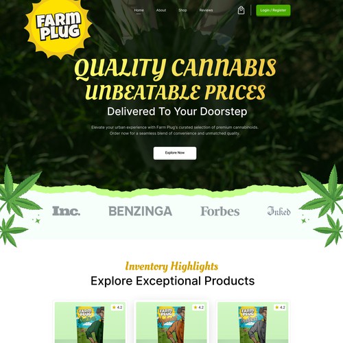 Cart design with the title 'Quality Cannabis Homepage Design'