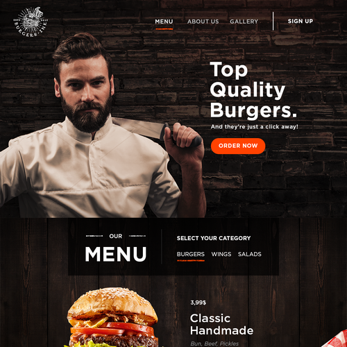Site design with the title 'Burgers Ink '