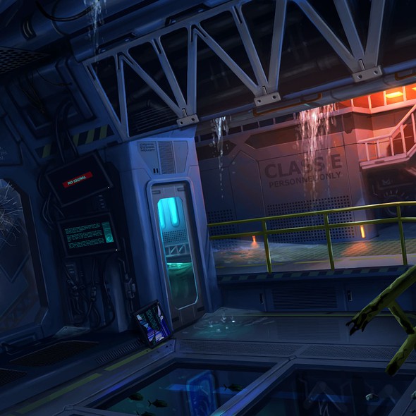 Research illustration with the title 'Concept Art of Underwater Research Station #1'