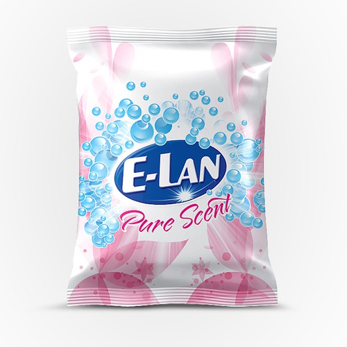 Fresh label with the title 'Clean design for E-lan detergent'