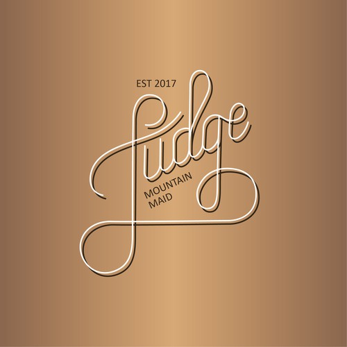 Flowing logo with the title 'Fudgy logo for fudge business'
