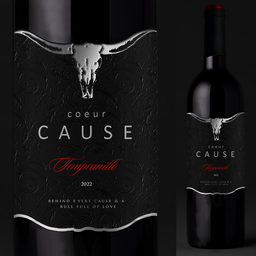 Red wine label with the title 'Wine label'