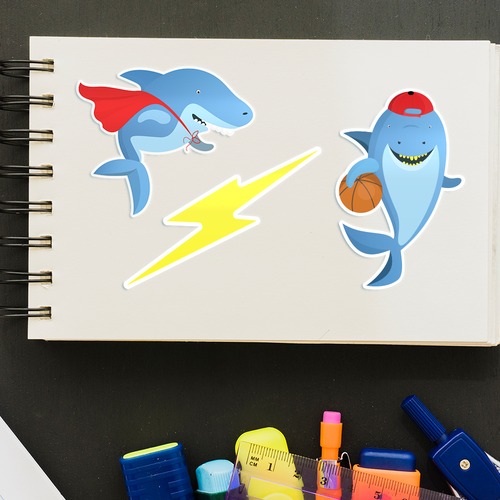 Superhero artwork with the title 'sharks'