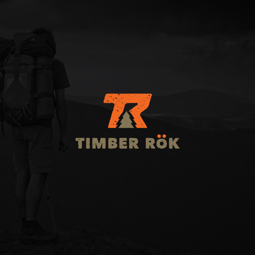 Orange logo with the title 'Design an iconic logo for Timber Rök. An outdoor product company'