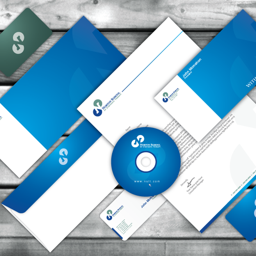 Envelope design with the title 'Stationery Set Design for 'Norton School of Lymphatic Therapy'.'