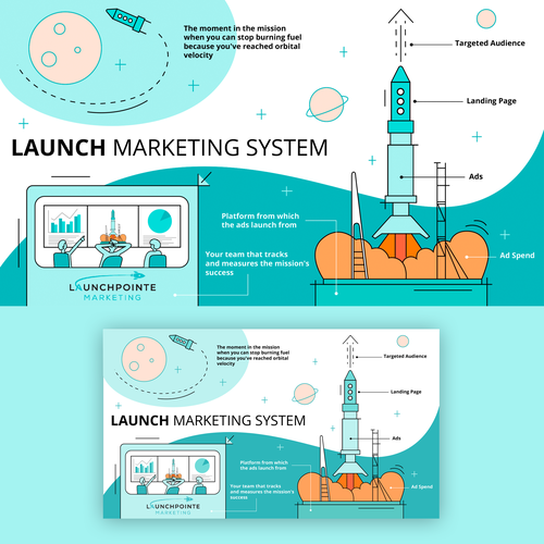 Rocket artwork with the title 'Infographics for LaunchPointe'