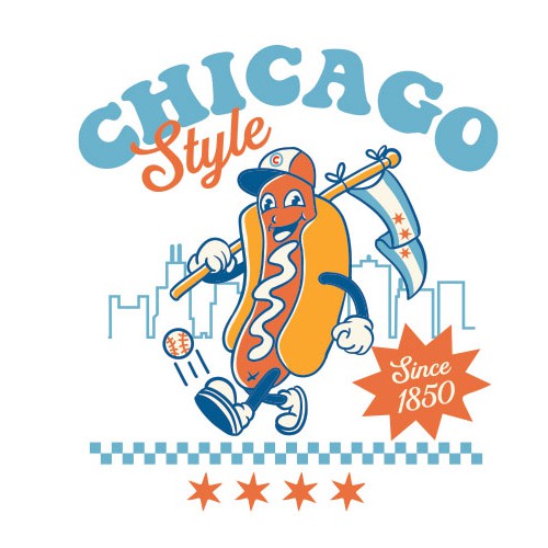 Mascot t-shirt with the title 'Chicago Style design'