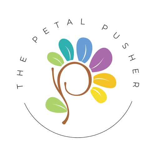 Flower shop logo with the title 'The Petal Pusher - Colorful Femine Logo for Floral Cart '