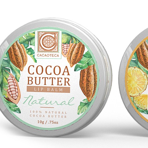 Coconut label with the title 'Cocoa Butter Lip Balm'
