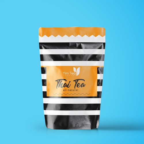 Orange packaging with the title 'Packaging concept for Thai Tea'