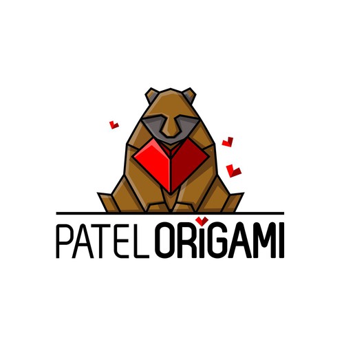 Origami logo with the title 'simple origami bear logo'