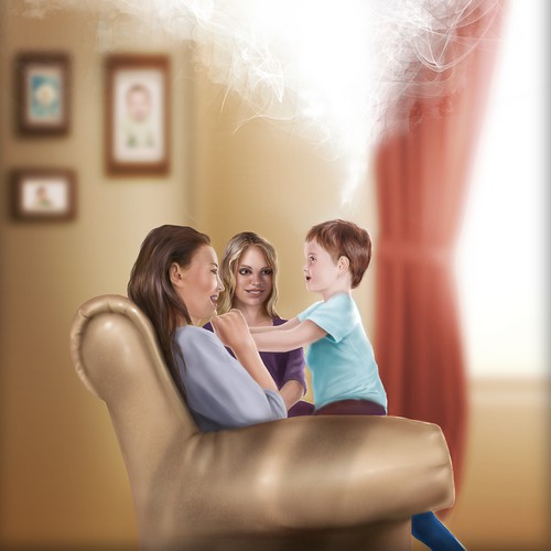 Cityscape artwork with the title 'family illustration for bebuhgames'