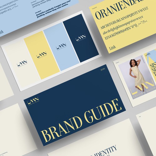 Clean design with the title 'Brand Guide for Model Agency'
