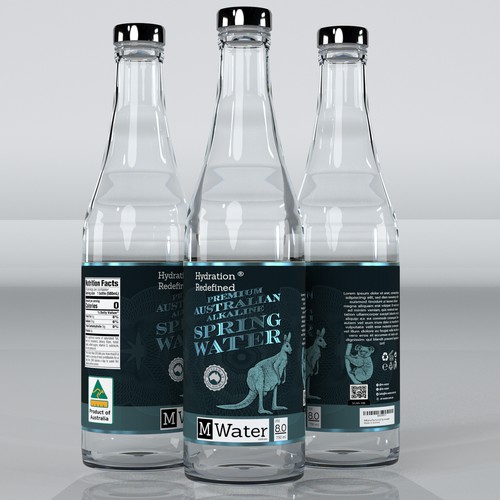 Water label with the title 'packaging design'