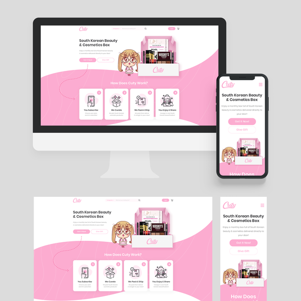 Pink website with the title 'Cuty Website'