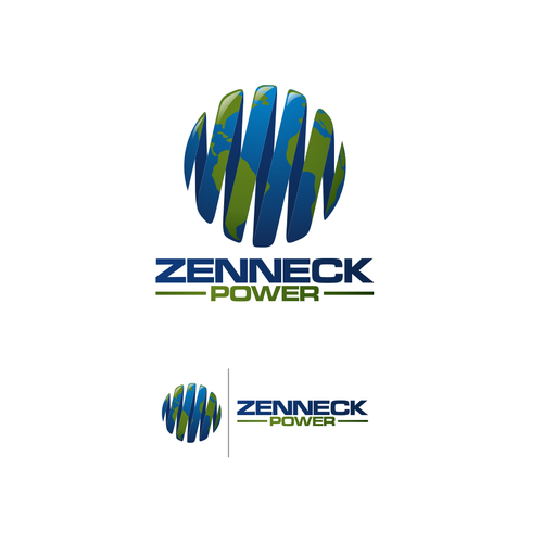 Earth logo with the title 'zenneck power'
