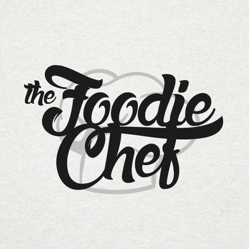 Grayscale logo with the title 'Concept logo for "The Foodie Chef"'