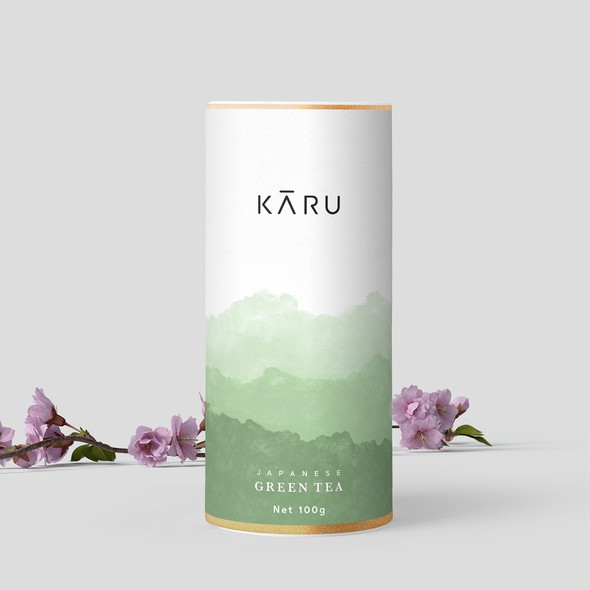 Watercolor packaging with the title 'Japanese minimal inspired design'