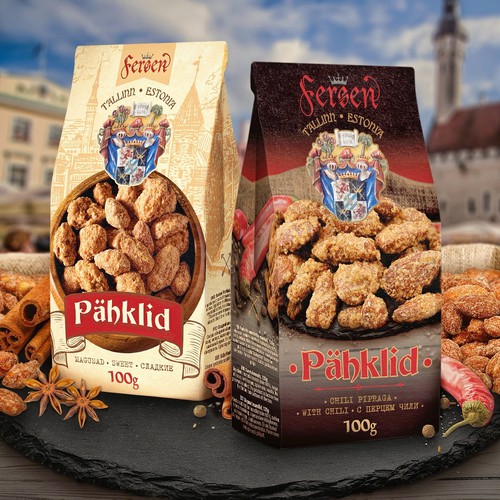 Label packaging with the title 'Packaging design for Estonian market'