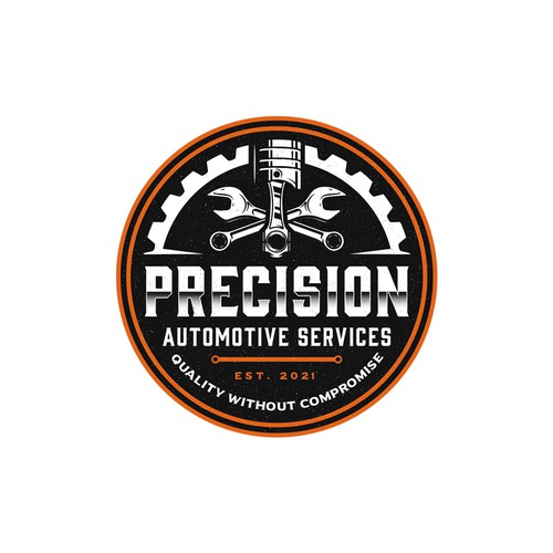 Piston logo with the title 'Precision Automotive Services'