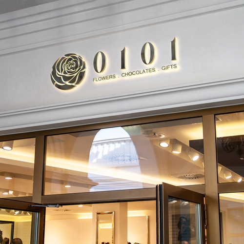 Flower shop logo with the title '0101 Flowers'