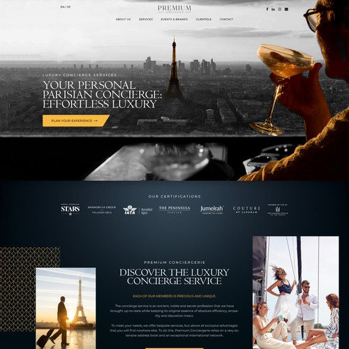 Lifestyle website with the title 'UX/UI Premium Conciergerie website'