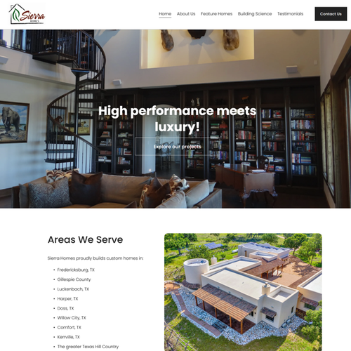 Design with the title 'web development and optimization of Custom Home Builder'