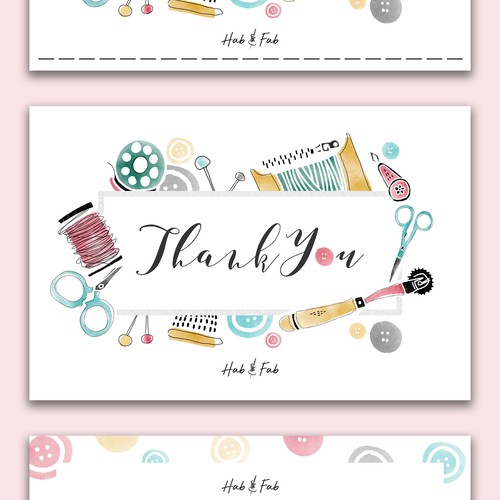 Tailor design with the title 'Thank you flyer for a fabric&sewing company'