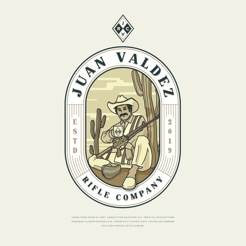 Cowboy logo with the title 'Juan Valdez Rifle Company'