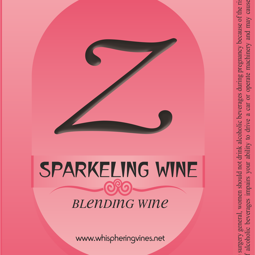 Light pink logo with the title 'Whispering Vines Vineyards and Winery needs a new print or packaging design'