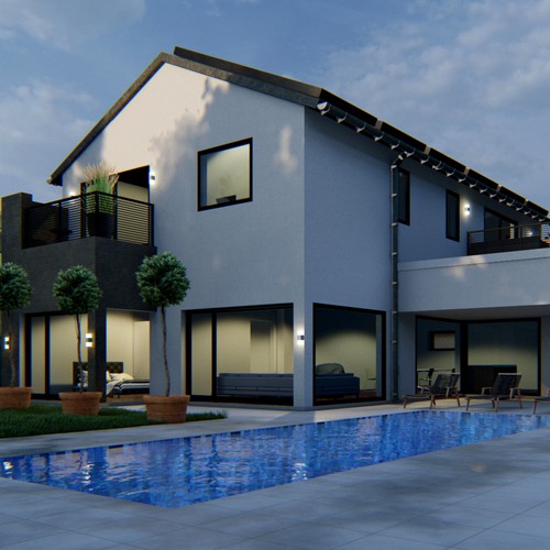 Villa design with the title 'Modern House Design'