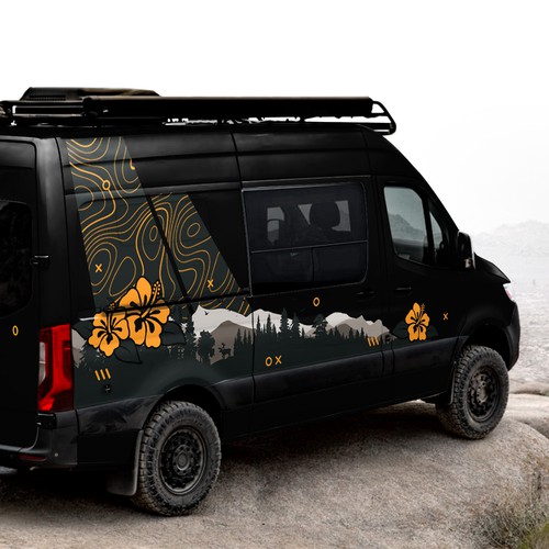 Van design with the title 'Camper Van Wrap Design'