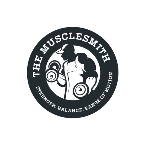Weights logo with the title 'Design a Logo for the Musclesmith'