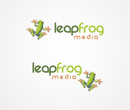 Leap logo with the title 'Leapfrog Media Logo Design'