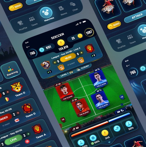 Football design with the title 'Soccer Game App UI '
